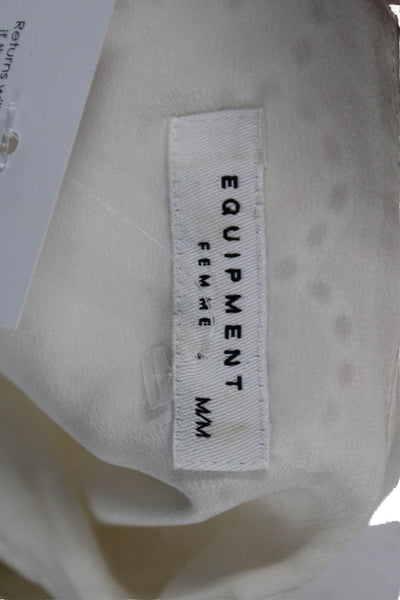 Equipment Femme Women White Silk Collared Sleeveless Tunic Button Up Size M