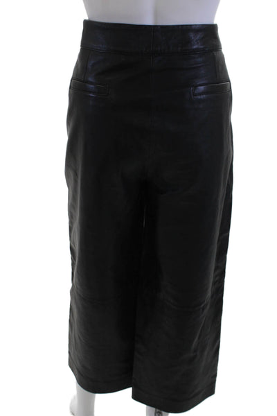 DKNY Women Cropped Black Zip Pants Genuine Leather Size 10