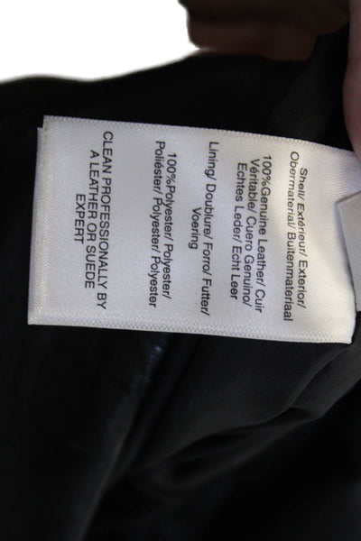 DKNY Women Cropped Black Zip Pants Genuine Leather Size 10