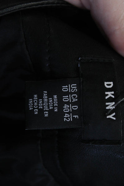 DKNY Women Cropped Black Zip Pants Genuine Leather Size 10