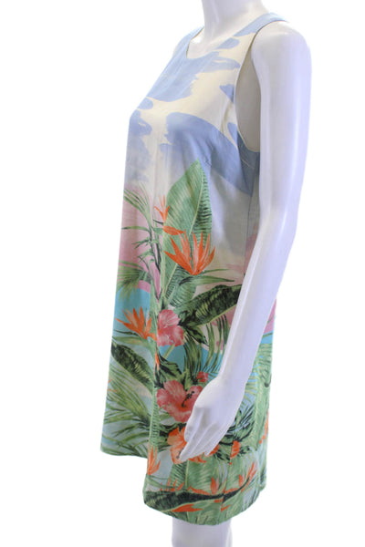 Tommy Bahama Womens Silk Shift Dress Light Blue Sleeveless Knee Size S