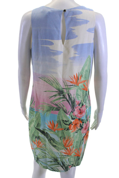 Tommy Bahama Womens Silk Shift Dress Light Blue Sleeveless Knee Size S
