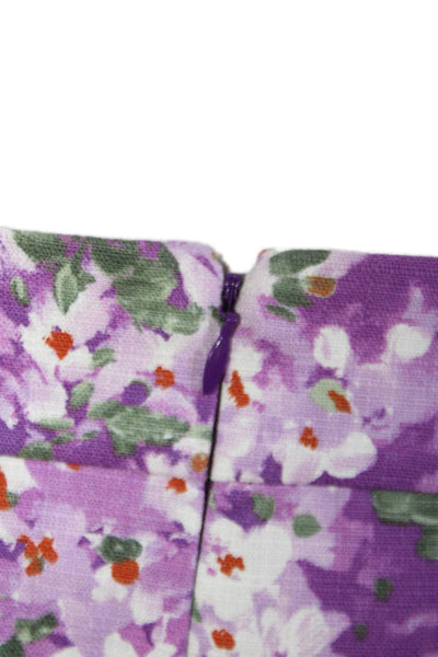 J Crew Women Purple Floral Straight Pencil Skirt Cotton Size 8