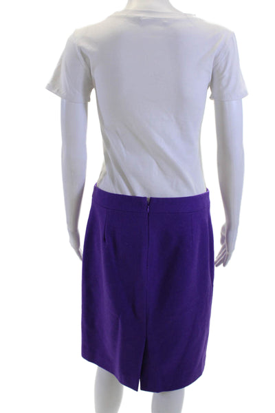 J Crew Womens Straight Pencil Skirt Purple 70% Wool 30% Viscose Size 8