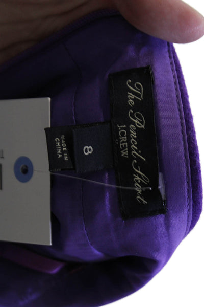 J Crew Womens Straight Pencil Skirt Purple 70% Wool 30% Viscose Size 8