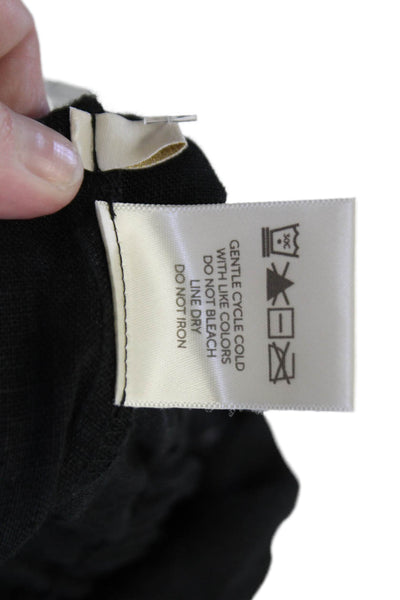 Suzie Kondi Women Jumpsuit Romper Black Linen Scoop Neck Sleeveless Size L