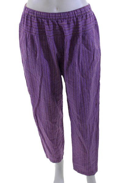 Xirena Womens Cropped Striped Purple Pants Bohemian Size M