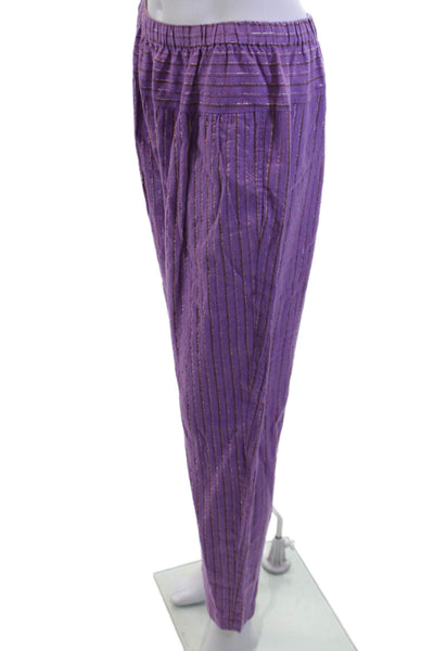 Xirena Womens Cropped Striped Purple Pants Bohemian Size M
