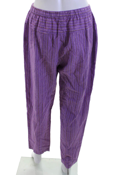 Xirena Womens Cropped Striped Purple Pants Bohemian Size M