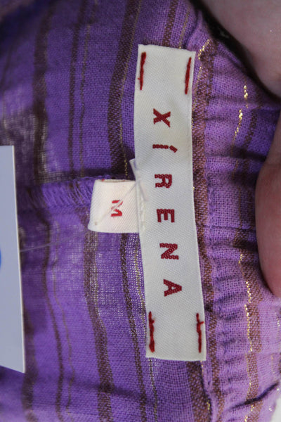 Xirena Womens Cropped Striped Purple Pants Bohemian Size M
