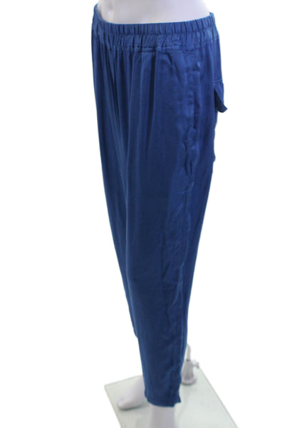 Nili Lotan Women Cargo Cropped Pants Blue Rayon Bohemian Size M