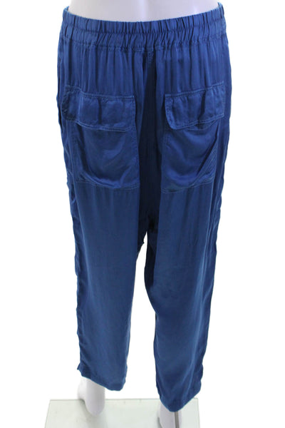 Nili Lotan Women Cargo Cropped Pants Blue Rayon Bohemian Size M