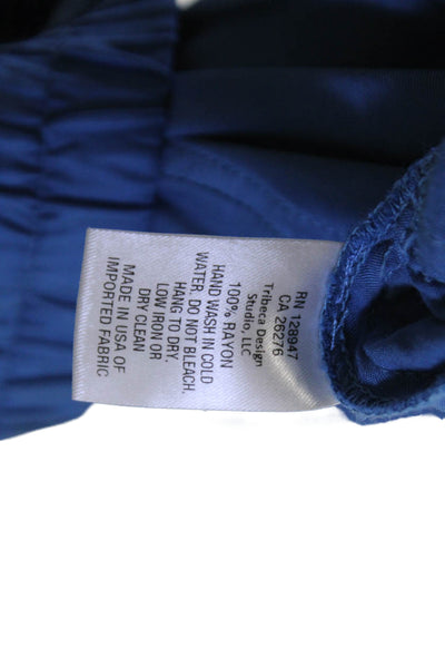 Nili Lotan Women Cargo Cropped Pants Blue Rayon Bohemian Size M