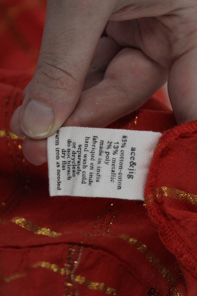 Ace & Jig Womens Maxi Slip Dress Red V-Neck Sleeveless Check Size L