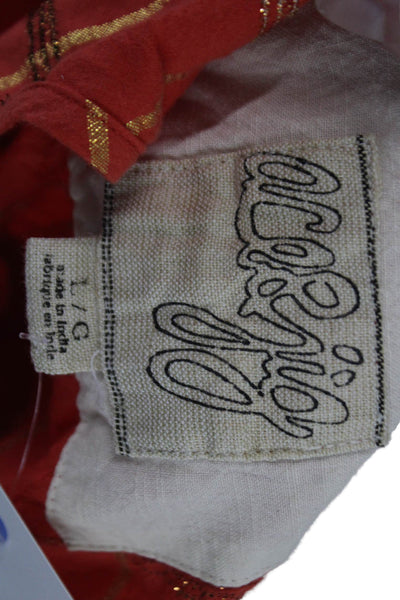 Ace & Jig Womens Maxi Slip Dress Red V-Neck Sleeveless Check Size L