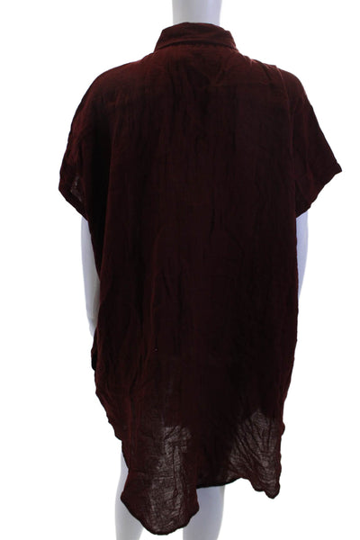 Salt + Sea Womens Shirt Dress Brown Collared Button 100% Cotton Boho Size L