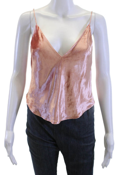 Fleur du Mal Women Pink Silk Viscose V-Neck Spaghetti Strap Camisole Size L