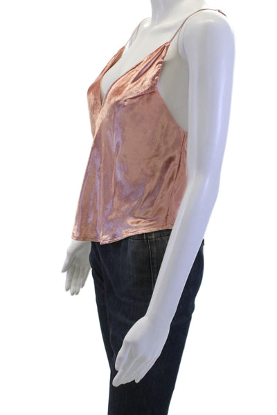 Fleur du Mal Women Pink Silk Viscose V-Neck Spaghetti Strap Camisole Size L