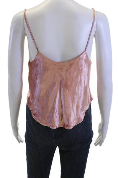 Fleur du Mal Women Pink Silk Viscose V-Neck Spaghetti Strap Camisole Size L