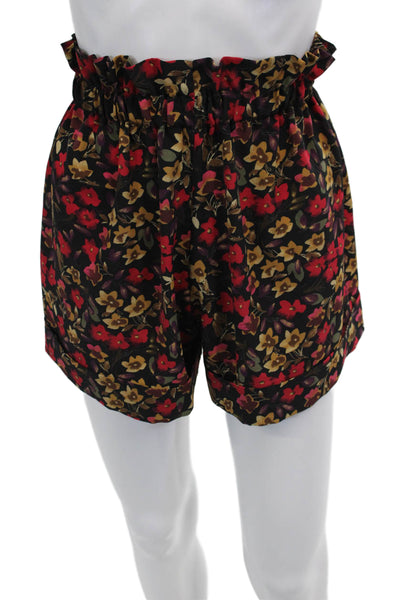Muze Unisex Black Floral Polyester Blend Shorts Size S