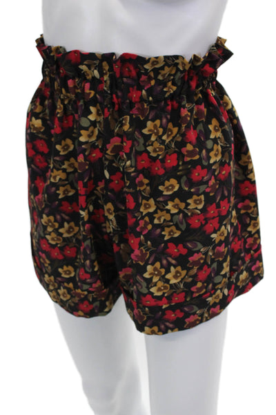 Muze Unisex Black Floral Polyester Blend Shorts Size S