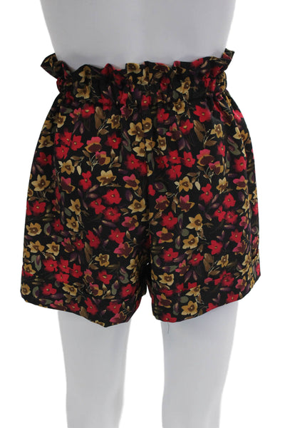 Muze Unisex Black Floral Polyester Blend Shorts Size S
