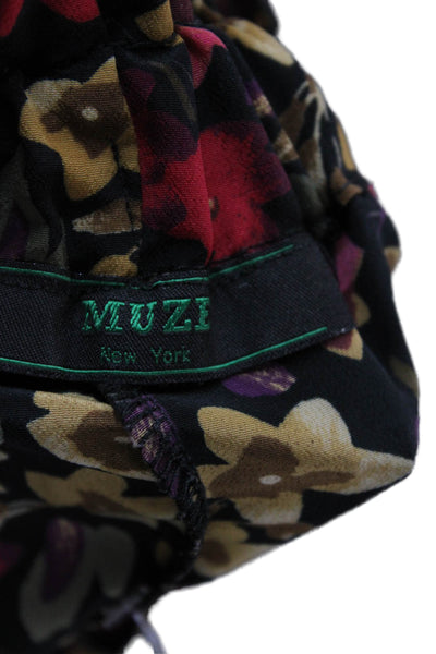 Muze Unisex Black Floral Polyester Blend Shorts Size S