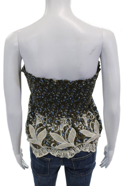 Cindi Gindi Women Bohemian Floral Rayon Sleeveless Tank Drawstring Brown Size S