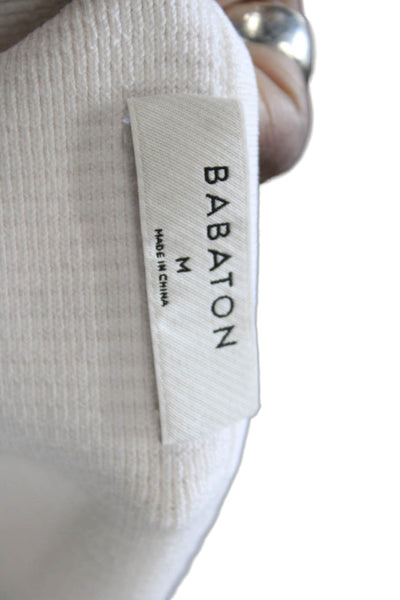 Babaton Womens Cropped Sleeveless Tank Square Neck Button White Size M