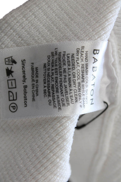 Babaton Womens Cropped Sleeveless Tank Square Neck Button White Size M