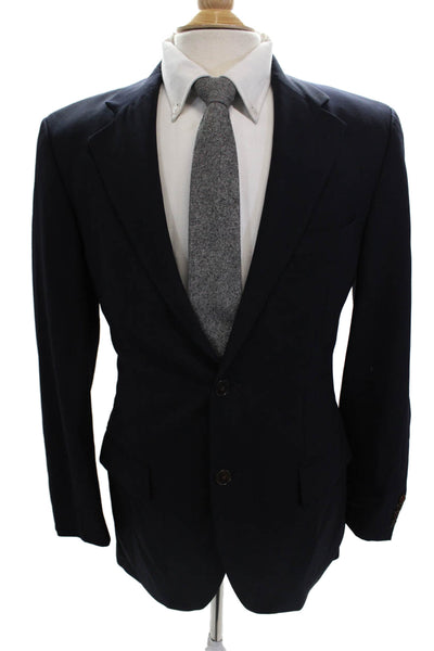 Hugo Hugo Boss Mens Dark Blue Virgin Wool Blazer Button Collared Size 40
