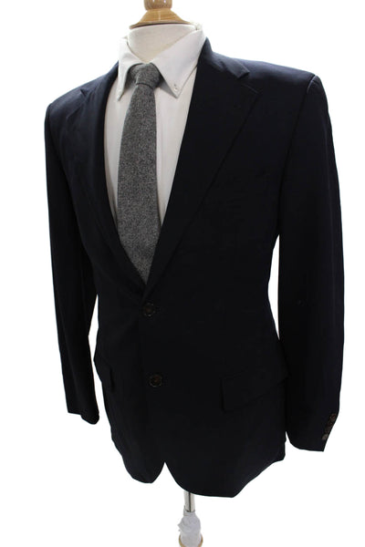 Hugo Hugo Boss Mens Dark Blue Virgin Wool Blazer Button Collared Size 40