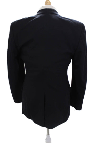 Hugo Hugo Boss Mens Dark Blue Virgin Wool Blazer Button Collared Size 40