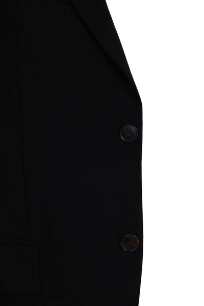 Hugo Hugo Boss Mens Dark Blue Virgin Wool Blazer Button Collared Size 40