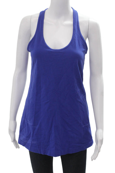 Lululemon Women Basic Tank Blue Nylon Blend Round Neck Solid Sleeveless Size 10