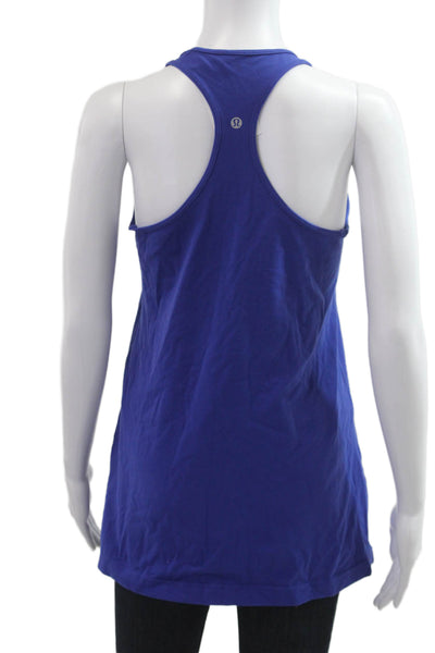 Lululemon Women Basic Tank Blue Nylon Blend Round Neck Solid Sleeveless Size 10