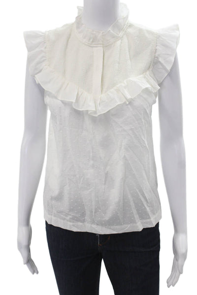 Rachel Zoe Womens Bohemian Polka Dot High Neck Sleeveless Cotton Blouse Size 0