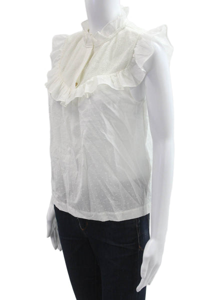 Rachel Zoe Womens Bohemian Polka Dot High Neck Sleeveless Cotton Blouse Size 0