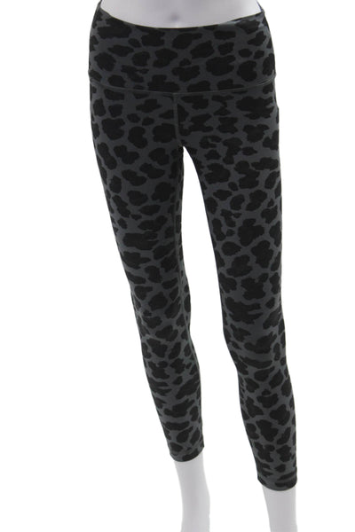 Lululemon Women Ankle Animal Print Black Nylon Blend Leggings Size 4