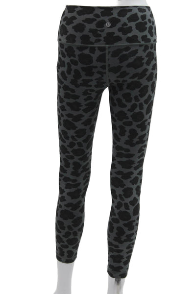 Lululemon Women Ankle Animal Print Black Nylon Blend Leggings Size 4