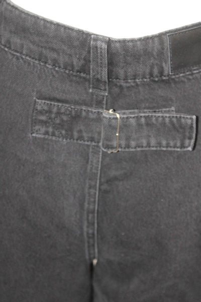 Whistles Womens Cropped Paperbag High Rise Black Cotton Pants Size 26