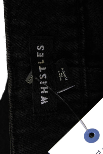 Whistles Womens Cropped Paperbag High Rise Black Cotton Pants Size 26