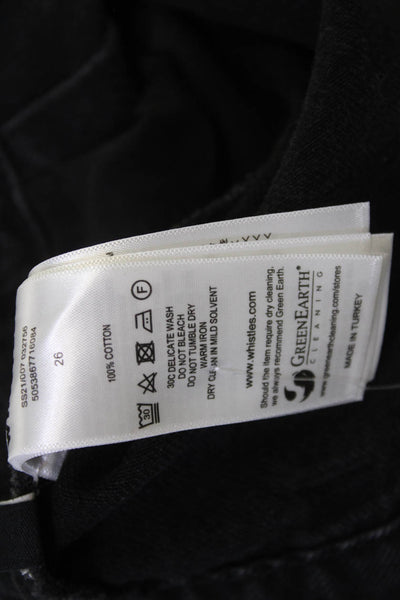 Whistles Womens Cropped Paperbag High Rise Black Cotton Pants Size 26