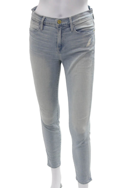 Frame Denim Womens Skinny Ankle Jeans Light Blue Size 25