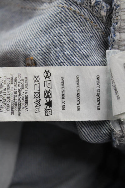 Zara Women Mom Tapered Jeans Blue Mid Rise 98% Cotton Size 4