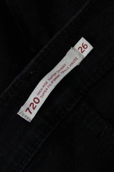 Levis Womens Skinny Jeggings Black High Rise Button Fly Size 26