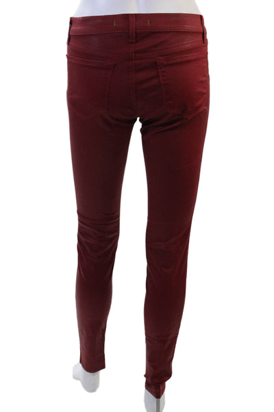 J Brand Women Red Jeggings Mid Rise Button 98% Cotton Size 25