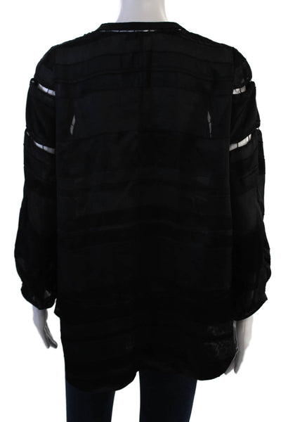 IRO Womens Tunic Blouse Black Silk Long Sleeve Designer Size 40