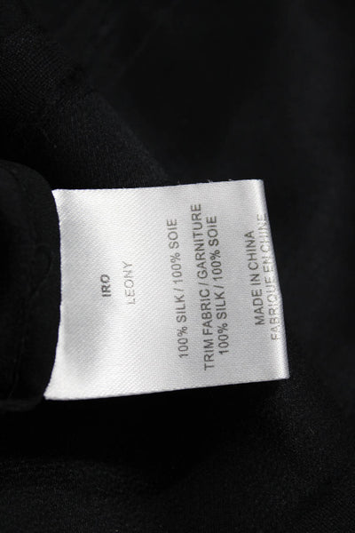 IRO Womens Tunic Blouse Black Silk Long Sleeve Designer Size 40