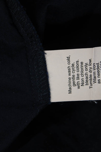 J Crew Women Dark Blue Cotton Blend Long Sleeve Button-Up Blouse Size S